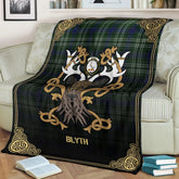 Clan Blyth Tartan Crest Premium Blanket Celtic Stag Style GH19 Clan Blyth Tartan Today